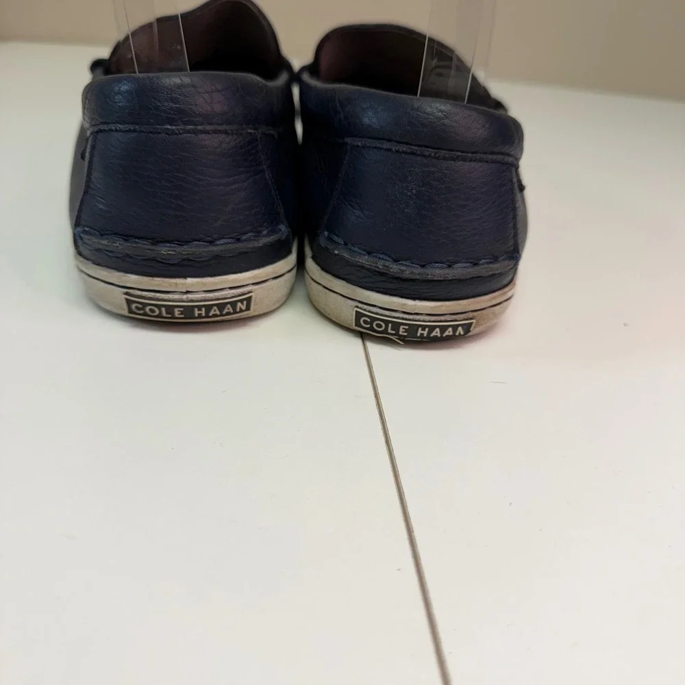 Cole Haan Mens Navy Blue Pebbled Leather Penny Loafers C14593 Size 11.5 M